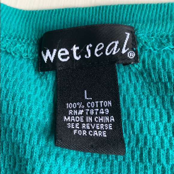 Wet Seal | Y2K Teal Turquoise Thermal | L - Picture 11 of 12